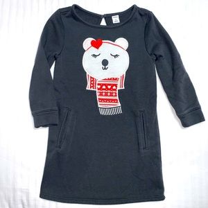 🆕 Christmas Holiday Polar Bear Dress Tunic Gray Shirt Top Girls 4T Winter Scarf